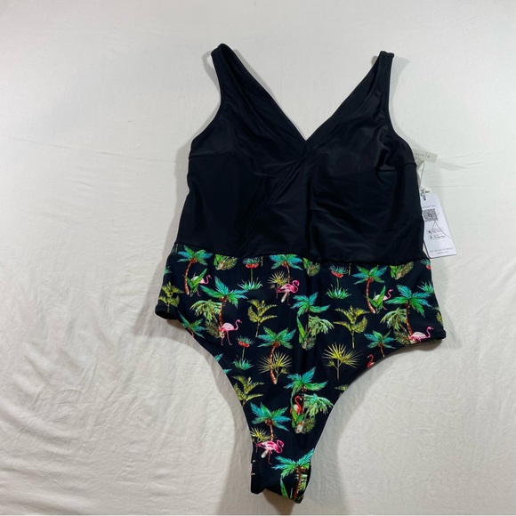 Cupshe Swim Tropical Swimsuit One Piece Swimsuit size 1X Black & Floral NWT Swim - Picture 7 of 7